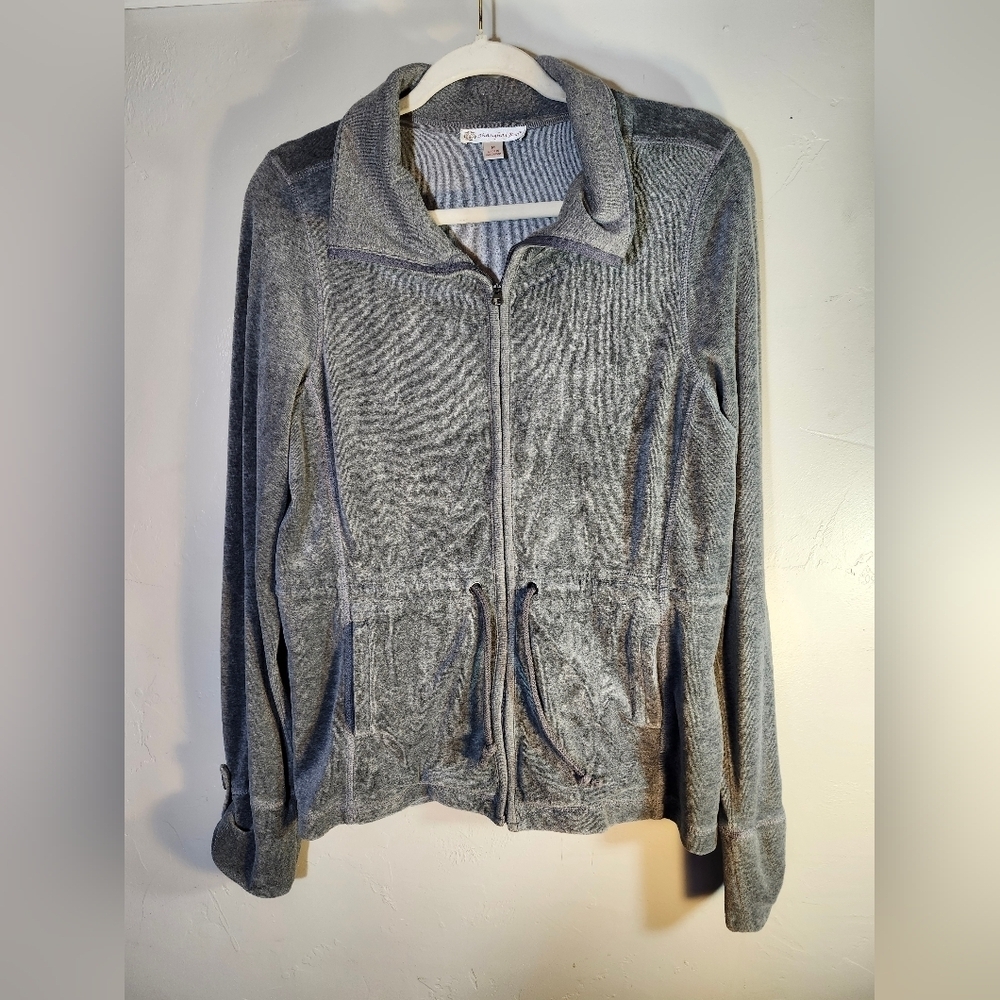 Shanghai Red‎ Velety Gray Jacket String Waist 80% Cotton Sz M